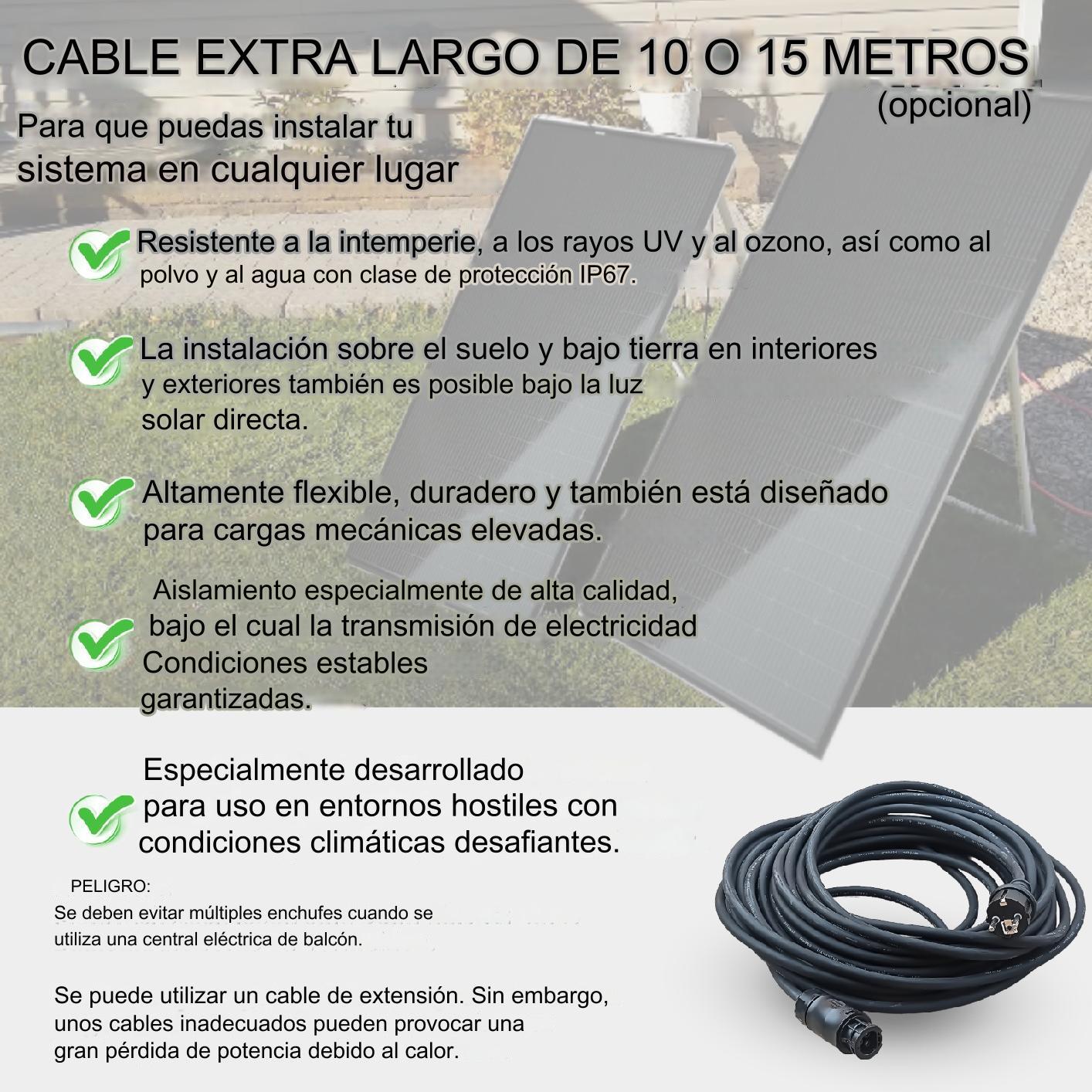 Cable Alargador Placas Solares 10 metros - Tipo Schuko